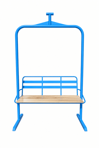 Ski Lift Chair - 3 Seater, Powder Coated Stoke & Embr Mini Stoves