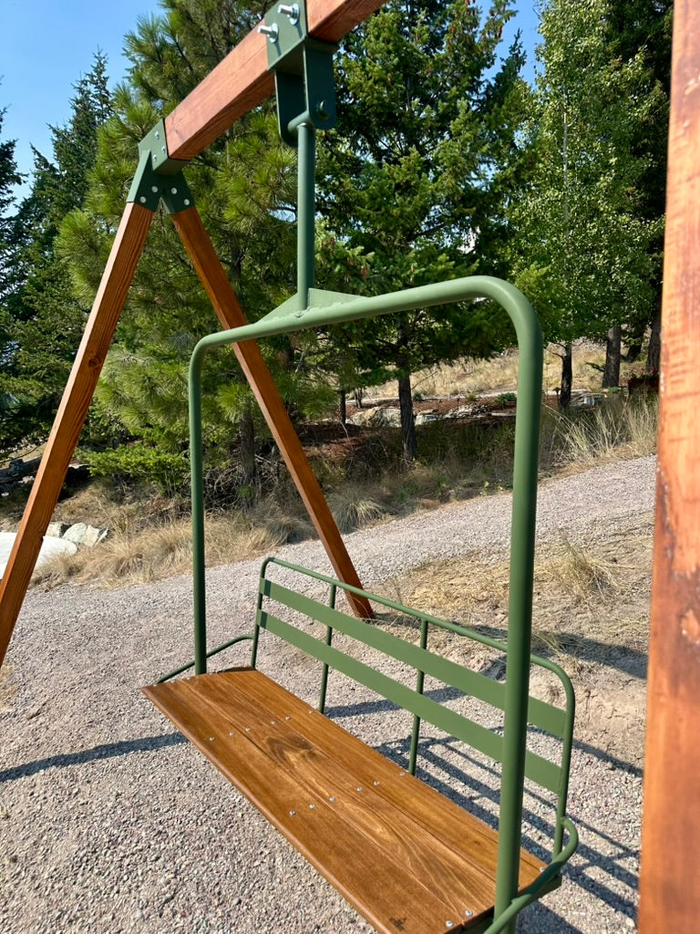 Custom ski lift chair installation mountain home Whitefish Montana