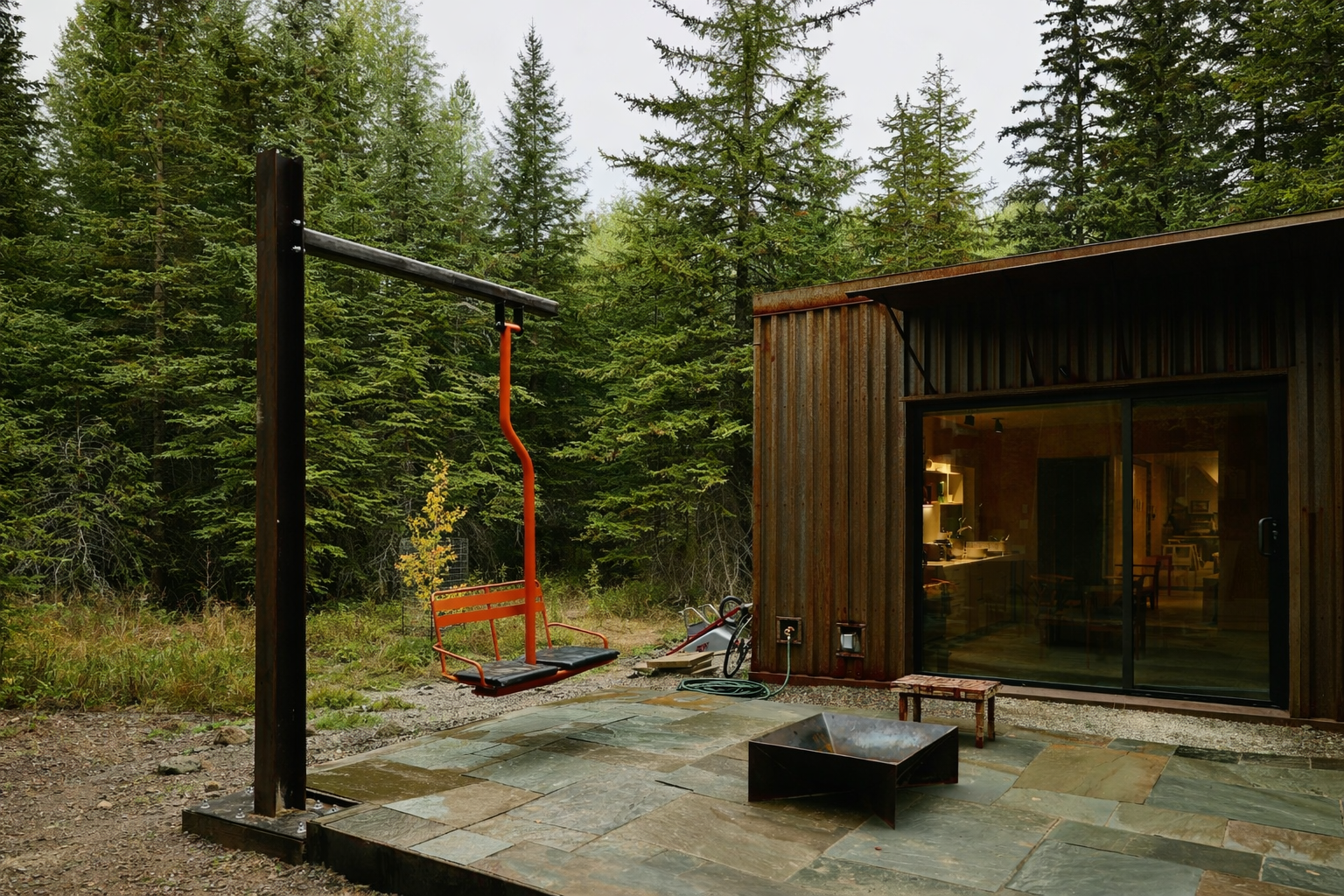 Custom ski lift chair handmade fabrication Alpenglow Ski Chair Co. Montana