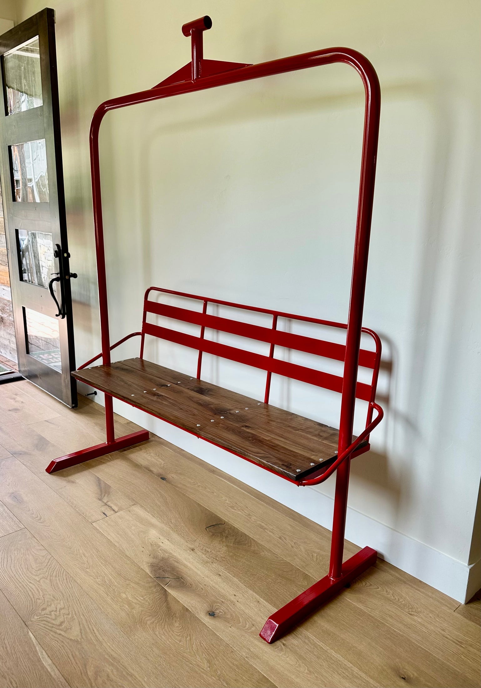 Ski Lift Chair - 3 Seater, Powder Coated Stoke & Embr Mini Stoves