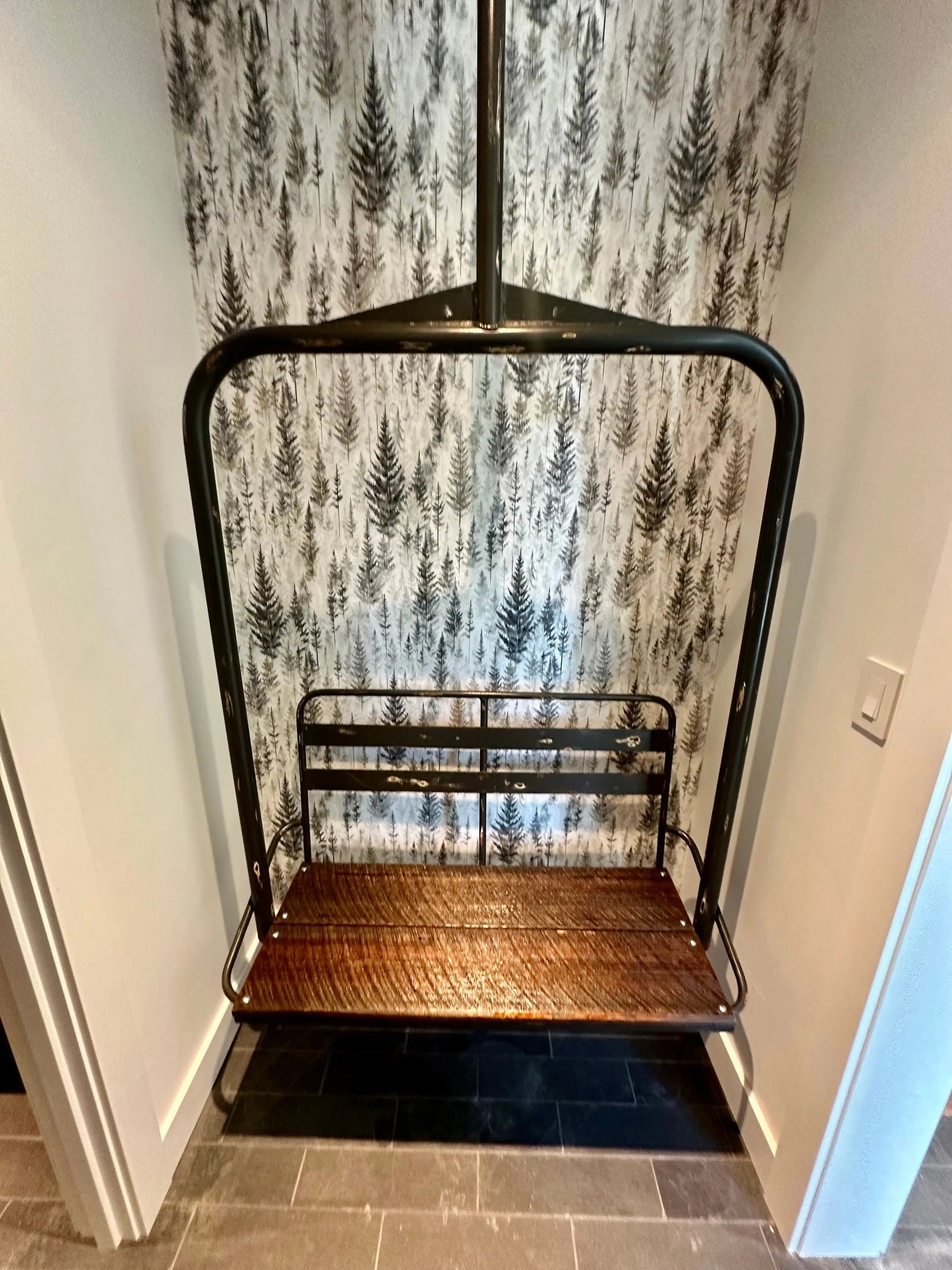 Custom powder coated ski lift chair apres ski home bar decor